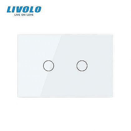 Intrerupator dublu, standard italian, cap scara / cap cruce, control telecomanda RF, cu panou sticla, 3M alb [1]