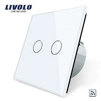 Întrerupător dublu wireless alb [1]