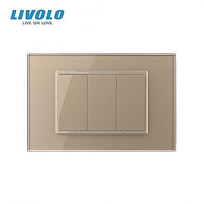 Intrerupator mecanic dublu 3M, cu revenire, cu rama sticla auriu [1]