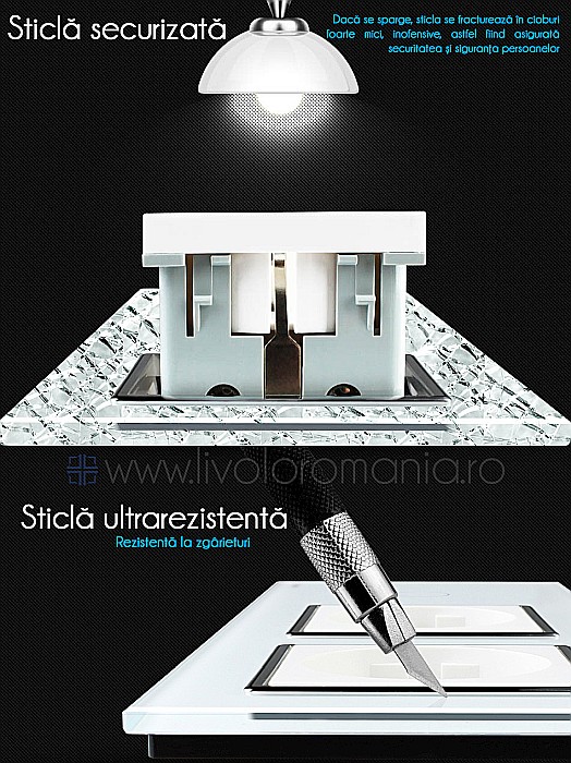 Intrerupator simplu + priza dubla Schuko, generatia noua, cu rama sticla alb [4]