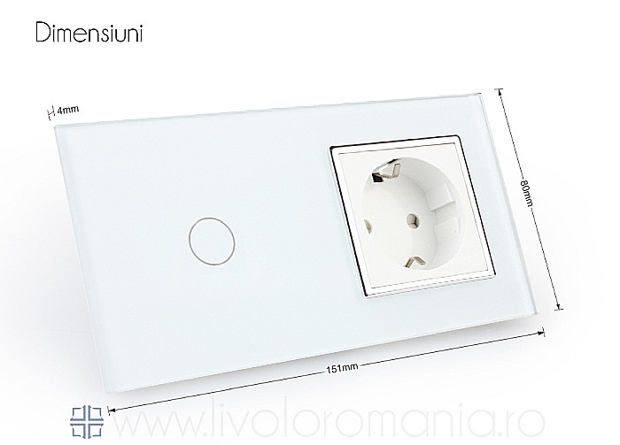 Întrerupător simplu + priză simplă gri [7]