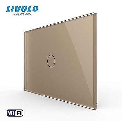 Intrerupator simplu, standard italian, conexiune WiFi, cu panou sticla, 3M auriu [1]