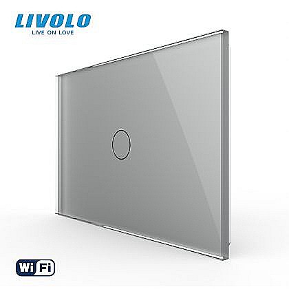Intrerupator simplu, standard italian, conexiune WiFi, cu panou sticla, 3M gri [1]