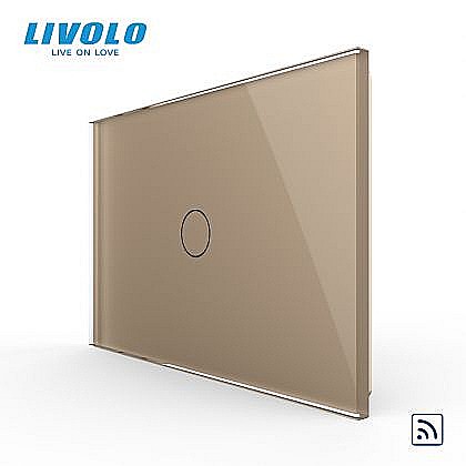 Intrerupator simplu, standard italian, control telecomanda RF, cu panou sticla, 3M auriu [1]
