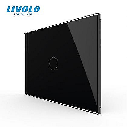 Intrerupator simplu, standard italian, cu panou sticla, 3M negru [1]