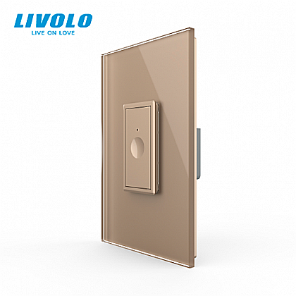 Intrerupator simplu tactil, 1M, cap scara / cap cruce, cu rama sticla auriu [1]