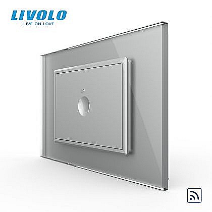 Intrerupator simplu tactil, control telecomanda RF, standard italian, cu rama sticla, 3M gri [1]