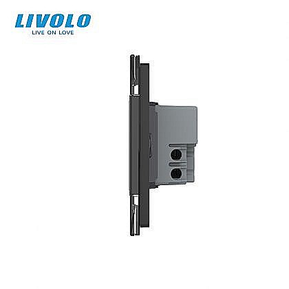 Intrerupator simplu tactil, standard italian, cu rama sticla, 3M auriu [2]