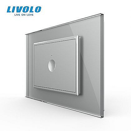 Intrerupator simplu tactil, standard italian, cu rama sticla, 3M gri [1]
