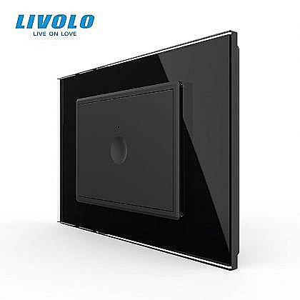Intrerupator simplu tactil, standard italian, cu rama sticla, 3M negru [1]