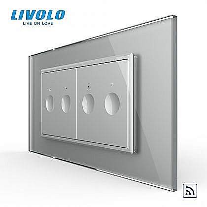 Intrerupator tactil dublu control telecomanda RF + Intrerupator tactil dublu control telecomanda RF, 4M, cu rama sticla gri [1]