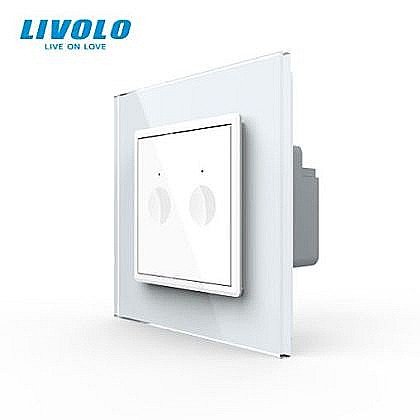 Intrerupator tactil dublu, wireless RF, rama sticla alb [1]
