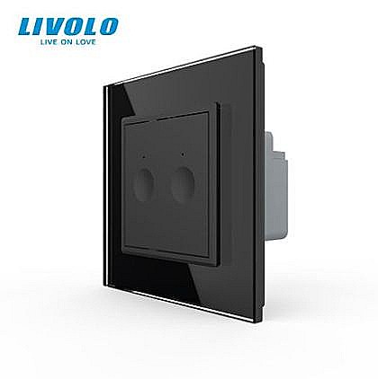 Intrerupator tactil dublu, wireless RF, rama sticla negru [1]