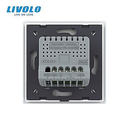 Intrerupator tactil simplu WiFi, cap / scara / cruce, cu panou sticla gri [2]