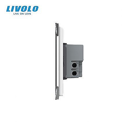 Intrerupator triplu, standard italian, cap scara / cap cruce, conexiune WiFi, cu panou sticla, 3M alb [3]