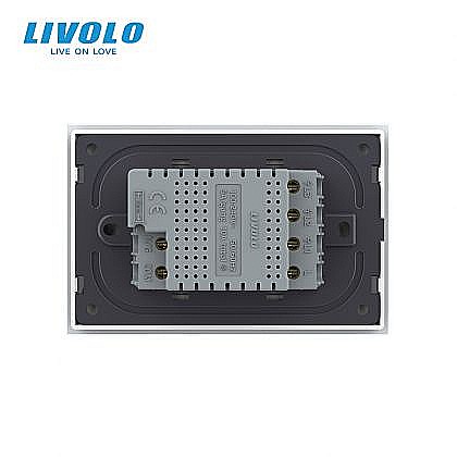 Intrerupator triplu, standard italian, cap scara / cap cruce, conexiune WiFi, cu panou sticla, 3M alb [2]