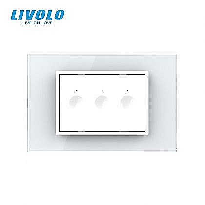 Intrerupator triplu tactil, control telecomanda RF, standard italian, cu rama sticla, 3M alb [1]