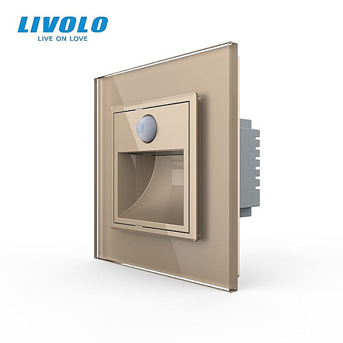 Lampa de orientare scara, cu senzor miscare, cu rama de sticla auriu [1]