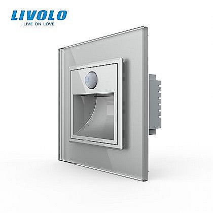Lampa de orientare scara, cu senzor miscare, cu rama de sticla gri [1]