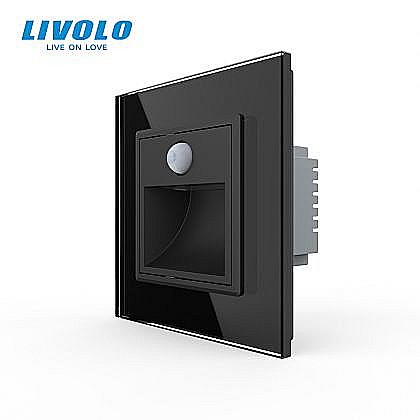 Lampa de orientare scara, cu senzor miscare, cu rama de sticla negru [1]