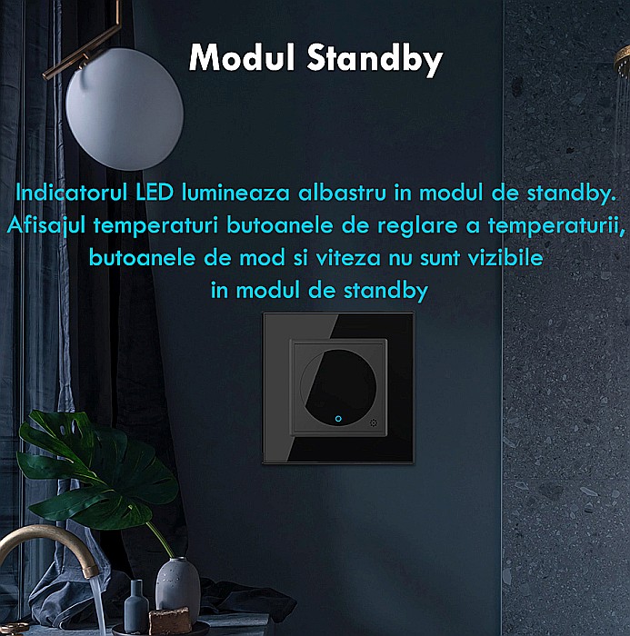 Modul controller pentru aer conditionat, fara rama sticla gri [10]