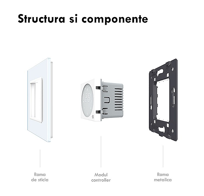 Modul controller pentru aer conditionat, fara rama sticla gri [12]