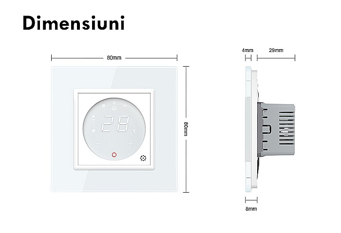 Modul controller pentru aer conditionat, fara rama sticla gri [13]
