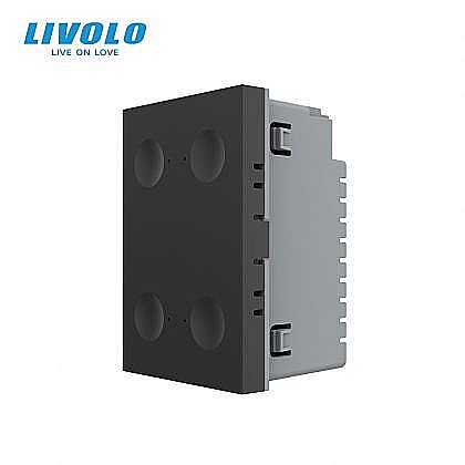 Modul intrerupator cvadruplu tactil, control telecomanda RF, cap scara / cap cruce, standard italian, 3M negru [1]
