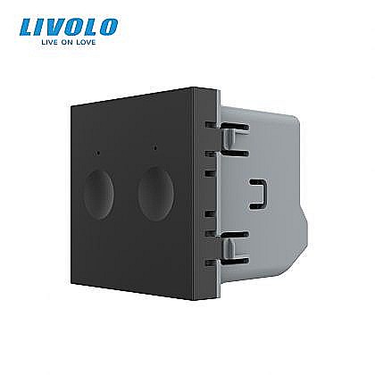 Modul intrerupator dublu tactil, control draperie negru [1]