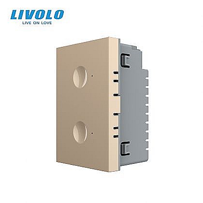 Modul intrerupator dublu tactil, control telecomanda RF, cap scara / cap cruce, standard italian, 3M auriu [1]