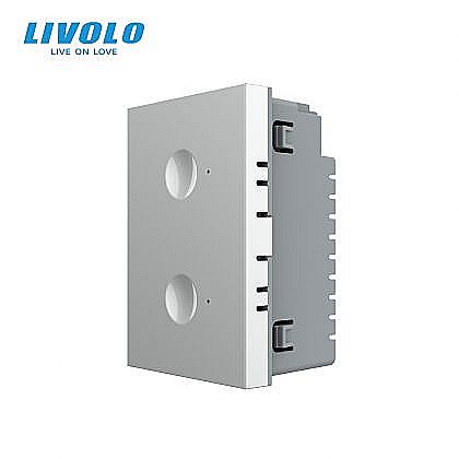 Modul intrerupator dublu tactil, control telecomanda RF, cap scara / cap cruce, standard italian, 3M gri [1]