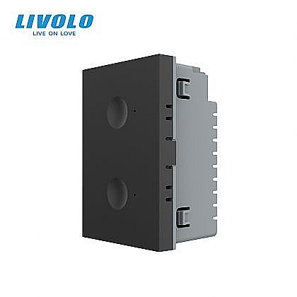 Modul intrerupator dublu tactil, control telecomanda RF, cap scara / cap cruce, standard italian, 3M negru [1]