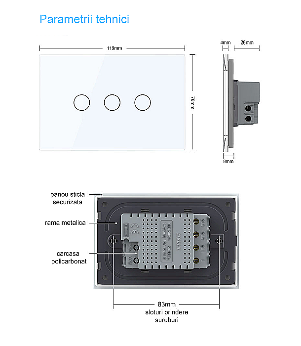 Modul intrerupator simplu, standard italian, control telecomanda RF, 3M [7]
