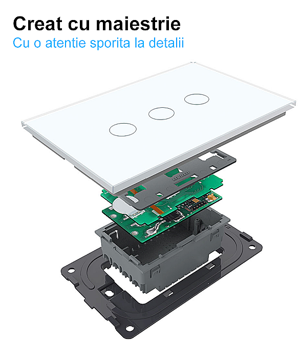 Modul intrerupator simplu, standard italian, control telecomanda RF, 3M [13]