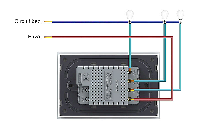 Modul intrerupator simplu, standard italian, control telecomanda RF, 3M [6]