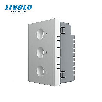 Modul intrerupator triplu tactil, control telecomanda RF, cap scara / cap cruce, standard italian, 3M gri [1]