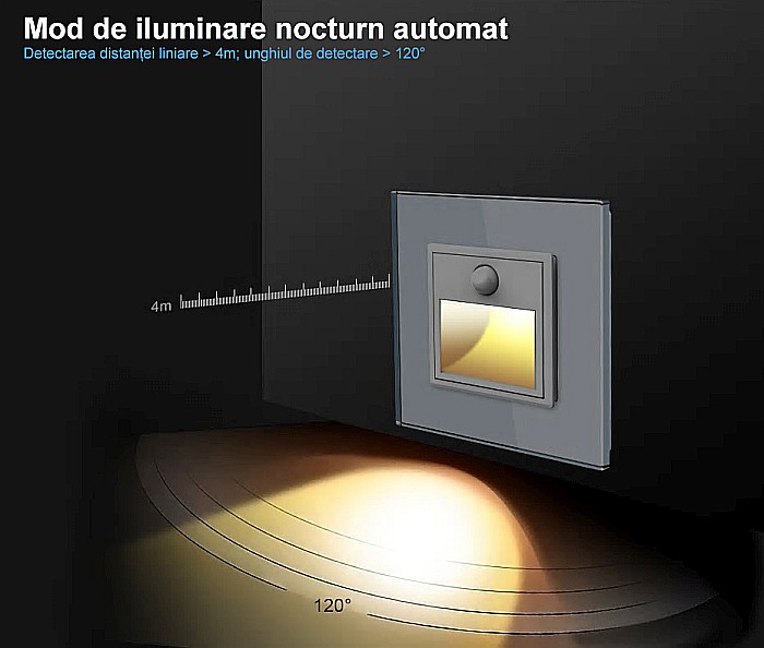 Modul lampa de orientare scara, cu senzor miscare gri [8]