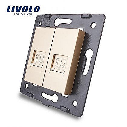 Modul Priză dublă reţea calculator, 2xRJ45 auriu [1]