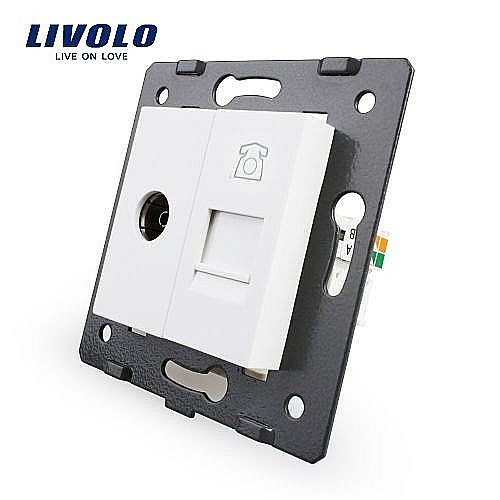 Modul Priză dublă televizor+telefon, TV+RJ11 alb [1]