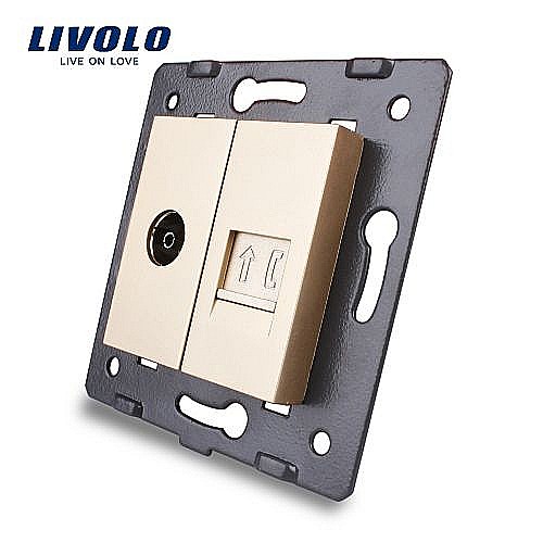 Modul Priză dublă televizor+telefon, TV+RJ11 auriu [1]