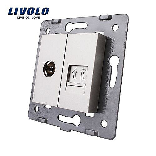 Modul Priză dublă televizor+telefon, TV+RJ11 gri [1]