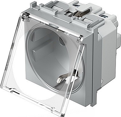 Modul Priză SCHUKO cu cap. 1P 16A ST IP20 Argint [2]