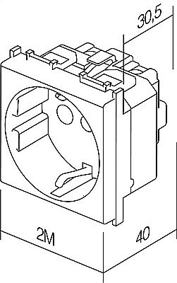 Modul Priză SCHUKO/ITA 1P 16A ST IP20 Negru [3]