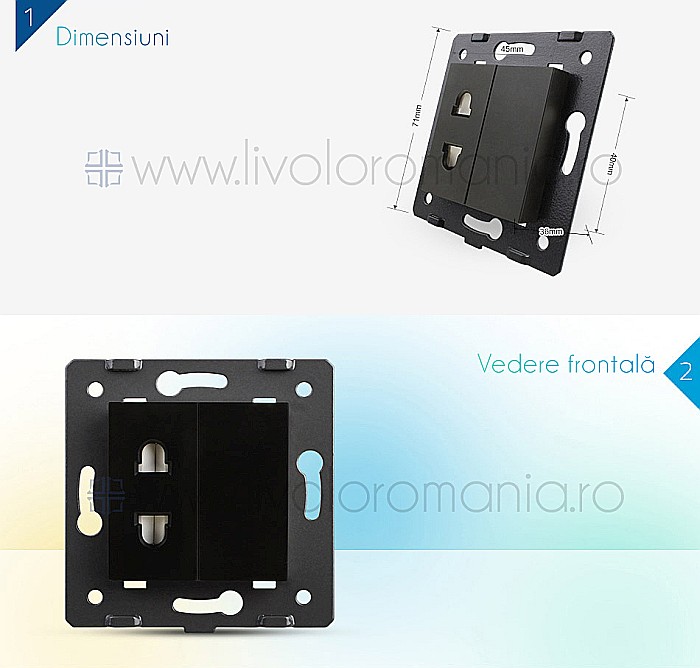 Modul Priză Simplă Neagră auriu [3]