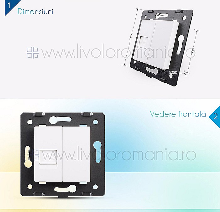 Modul Priză simplă rețea calculator, RJ45 auriu [3]