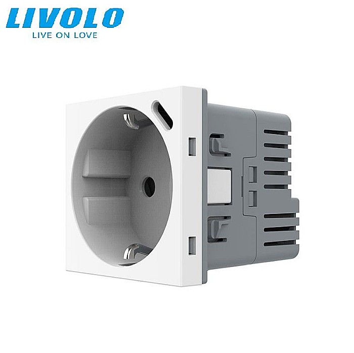 Modul priza simpla Schuko + slot USB Tip-C, Standard German 2M alb [1]