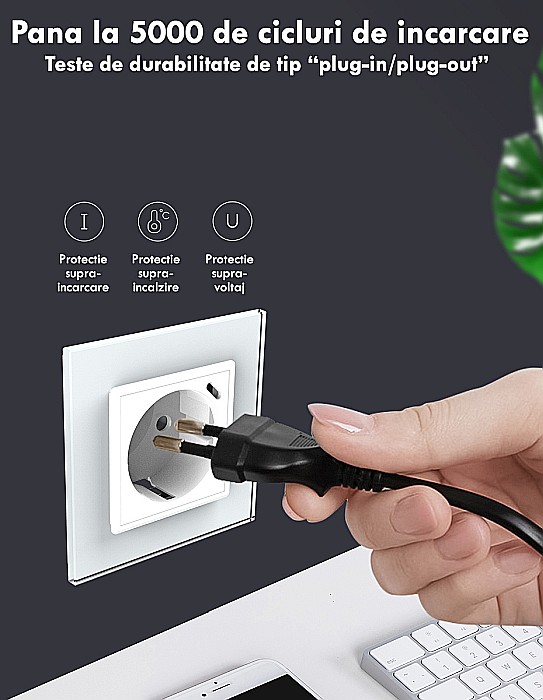 Modul priza simpla Schuko + slot USB Tip-C, Standard German 2M alb [7]