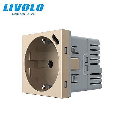 Modul priza simpla Schuko + slot USB Tip-C, Standard German 2M auriu [1]