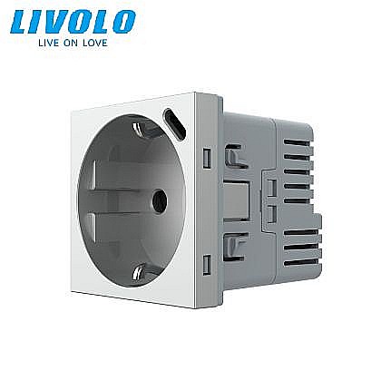 Modul priza simpla Schuko + slot USB Tip-C, Standard German 2M gri [1]