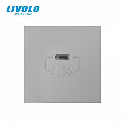 Modul priza simpla USB tip C gri [1]